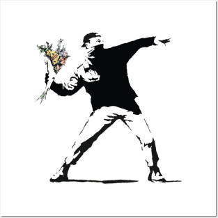 Banksy flower thrower Posters and Art